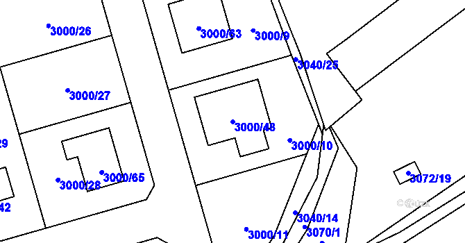 Parcela st. 3000/48 v KÚ Šlapanice u Brna, Katastrální mapa