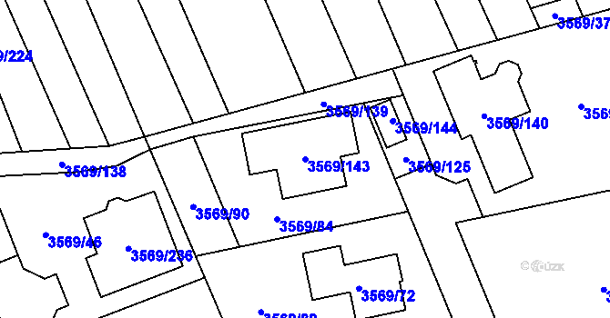 Parcela st. 3569/143 v KÚ Šlapanice u Brna, Katastrální mapa