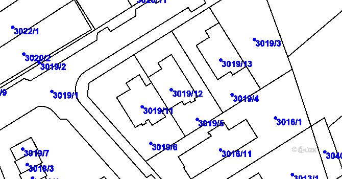 Parcela st. 3019/12 v KÚ Šlapanice u Brna, Katastrální mapa