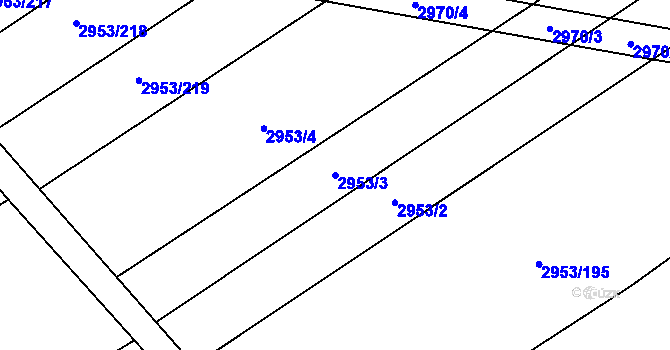 Parcela st. 2953/3 v KÚ Šlapanice u Brna, Katastrální mapa
