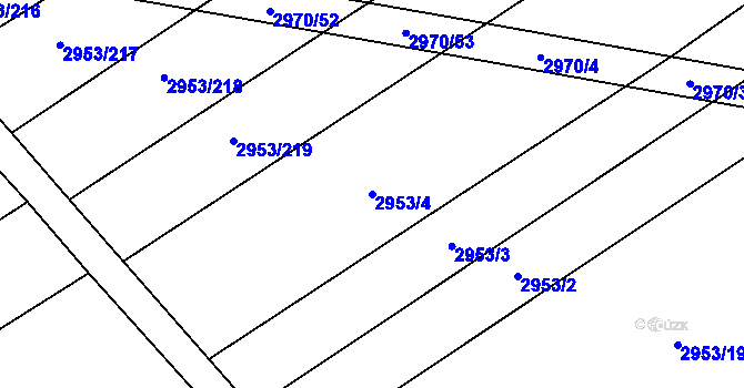 Parcela st. 2953/4 v KÚ Šlapanice u Brna, Katastrální mapa