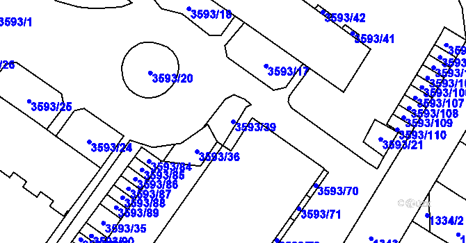 Parcela st. 3593/39 v KÚ Šlapanice u Brna, Katastrální mapa