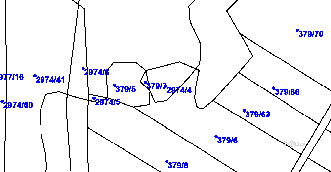 Parcela st. 2974/4 v KÚ Šlapanice u Brna, Katastrální mapa