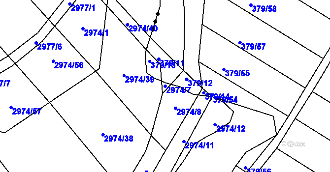Parcela st. 2974/7 v KÚ Šlapanice u Brna, Katastrální mapa