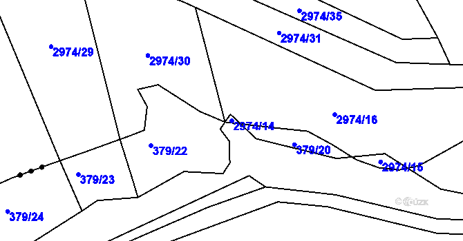 Parcela st. 2974/14 v KÚ Šlapanice u Brna, Katastrální mapa