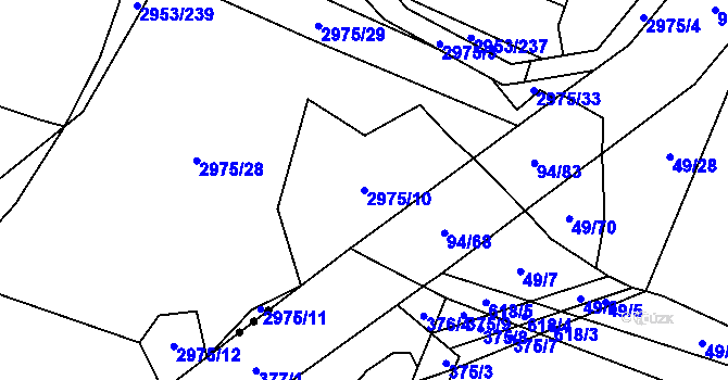 Parcela st. 2975/10 v KÚ Šlapanice u Brna, Katastrální mapa