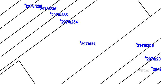 Parcela st. 2978/22 v KÚ Šlapanice u Brna, Katastrální mapa