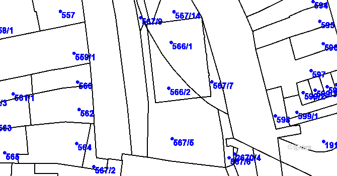 Parcela st. 566/2 v KÚ Šlapanice u Brna, Katastrální mapa