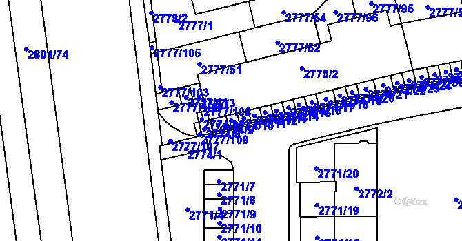Parcela st. 2774/10 v KÚ Šlapanice u Brna, Katastrální mapa