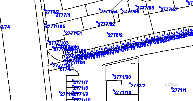 Parcela st. 2774/14 v KÚ Šlapanice u Brna, Katastrální mapa