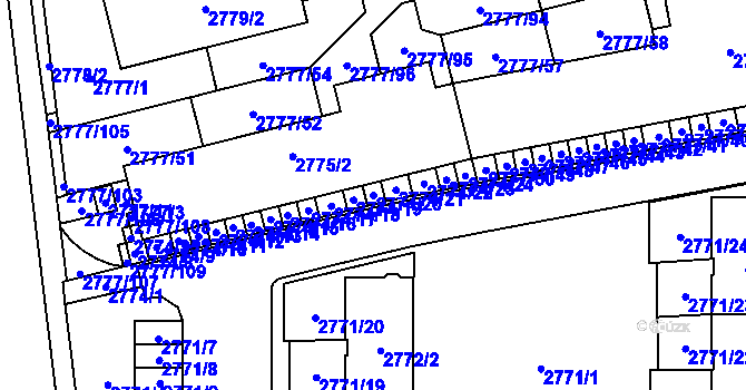 Parcela st. 2774/20 v KÚ Šlapanice u Brna, Katastrální mapa