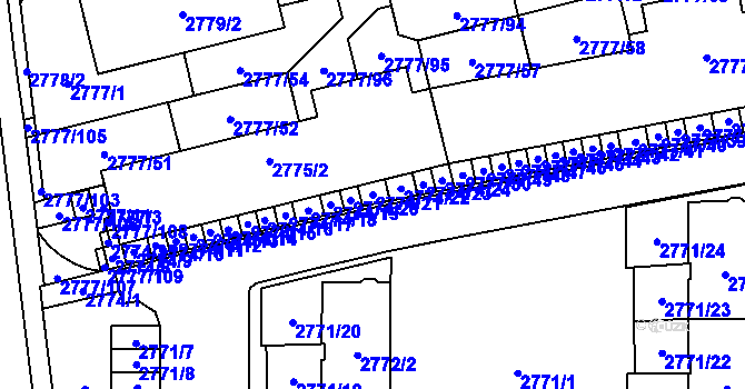 Parcela st. 2774/21 v KÚ Šlapanice u Brna, Katastrální mapa