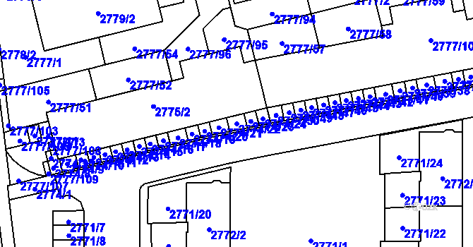 Parcela st. 2774/22 v KÚ Šlapanice u Brna, Katastrální mapa