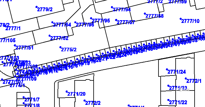 Parcela st. 2774/23 v KÚ Šlapanice u Brna, Katastrální mapa