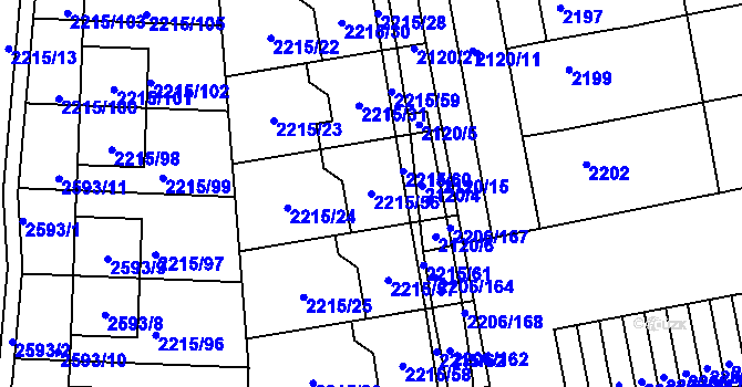 Parcela st. 2215/56 v KÚ Šlapanice u Brna, Katastrální mapa