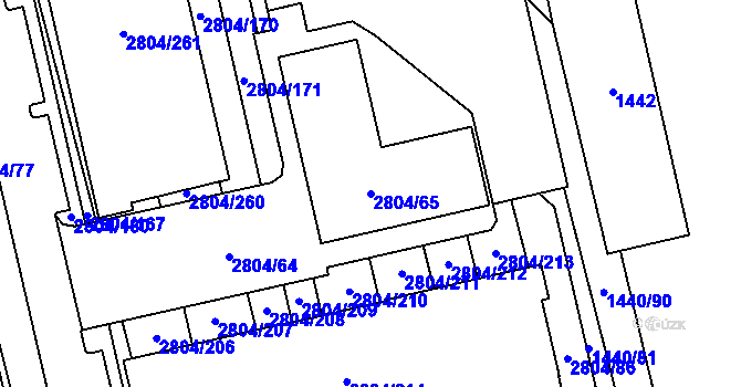 Parcela st. 2804/65 v KÚ Šlapanice u Brna, Katastrální mapa