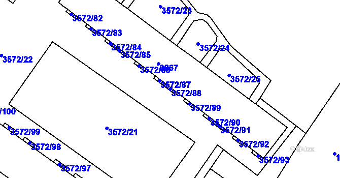 Parcela st. 3572/88 v KÚ Šlapanice u Brna, Katastrální mapa