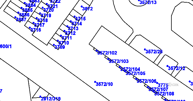 Parcela st. 3572/102 v KÚ Šlapanice u Brna, Katastrální mapa