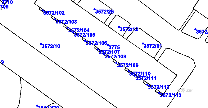 Parcela st. 3572/108 v KÚ Šlapanice u Brna, Katastrální mapa