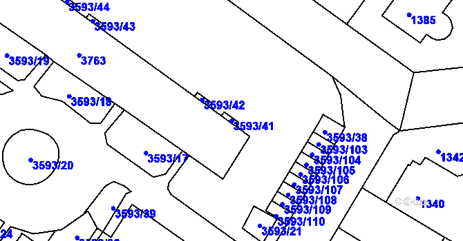 Parcela st. 3593/41 v KÚ Šlapanice u Brna, Katastrální mapa