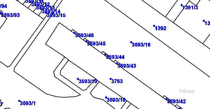 Parcela st. 3593/44 v KÚ Šlapanice u Brna, Katastrální mapa