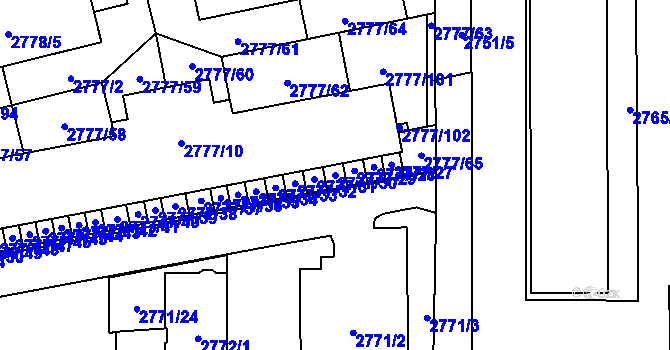 Parcela st. 2777/30 v KÚ Šlapanice u Brna, Katastrální mapa