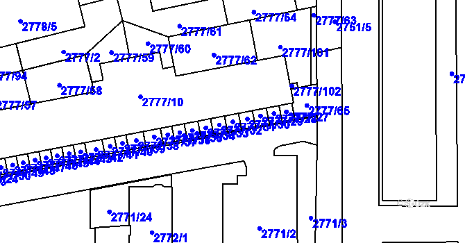 Parcela st. 2777/31 v KÚ Šlapanice u Brna, Katastrální mapa