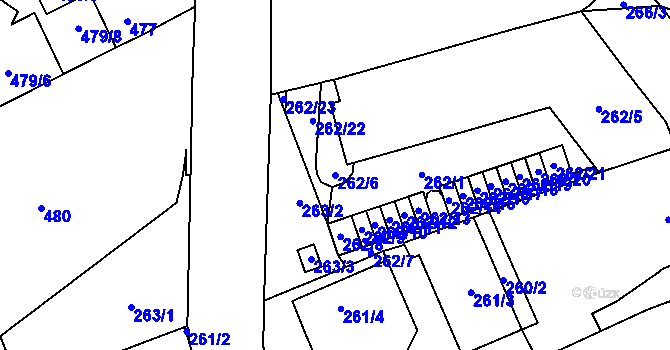 Parcela st. 262/6 v KÚ Šlapanice u Brna, Katastrální mapa