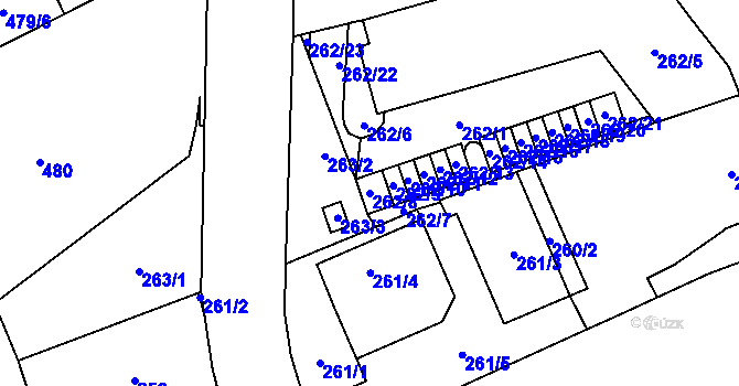Parcela st. 262/8 v KÚ Šlapanice u Brna, Katastrální mapa