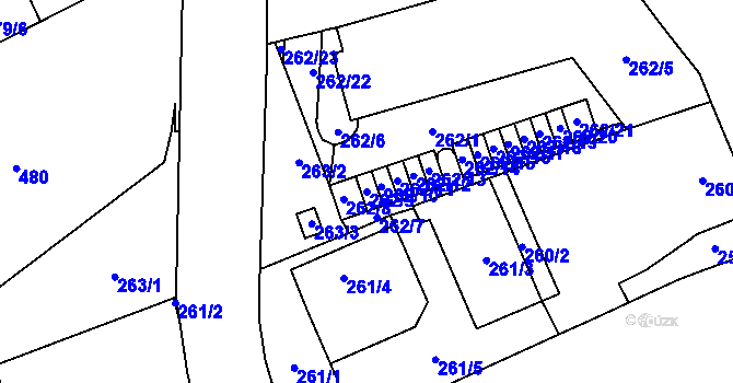 Parcela st. 262/9 v KÚ Šlapanice u Brna, Katastrální mapa