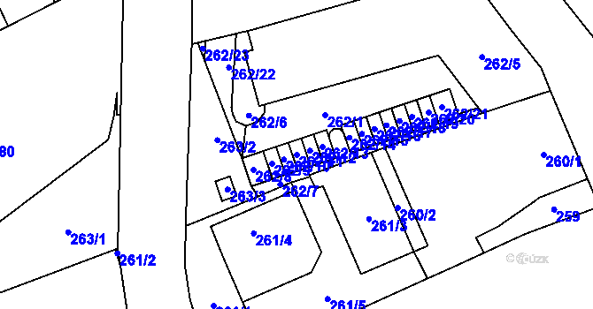 Parcela st. 262/11 v KÚ Šlapanice u Brna, Katastrální mapa