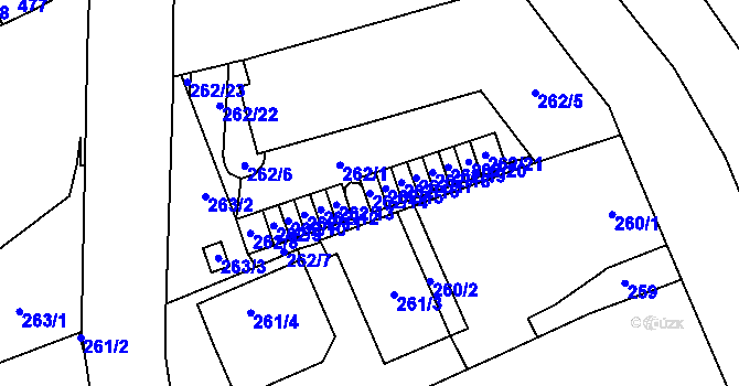 Parcela st. 262/14 v KÚ Šlapanice u Brna, Katastrální mapa