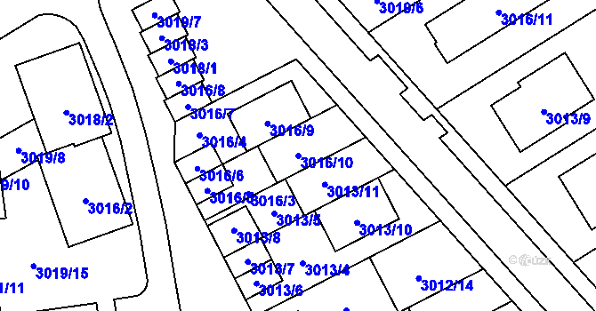 Parcela st. 3016/10 v KÚ Šlapanice u Brna, Katastrální mapa
