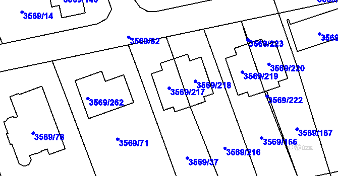 Parcela st. 3569/217 v KÚ Šlapanice u Brna, Katastrální mapa