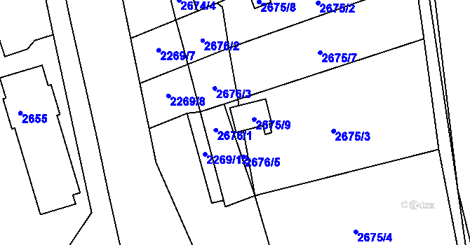 Parcela st. 2676/4 v KÚ Šlapanice u Brna, Katastrální mapa