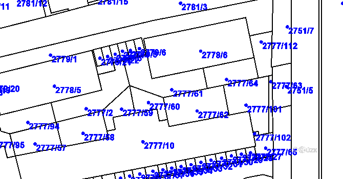 Parcela st. 2777/61 v KÚ Šlapanice u Brna, Katastrální mapa