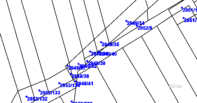 Parcela st. 2949/40 v KÚ Šlapanice u Brna, Katastrální mapa