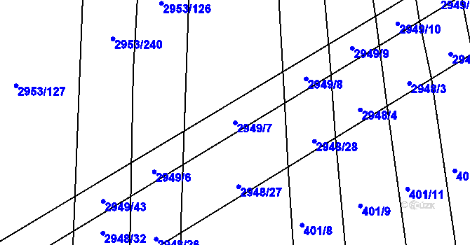 Parcela st. 2949/7 v KÚ Šlapanice u Brna, Katastrální mapa