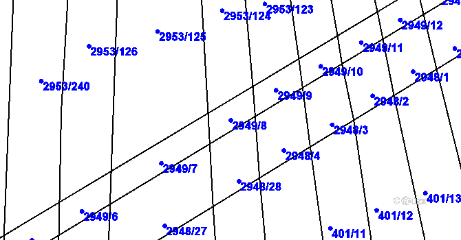 Parcela st. 2949/8 v KÚ Šlapanice u Brna, Katastrální mapa