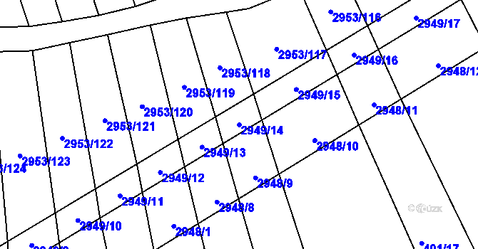 Parcela st. 2949/14 v KÚ Šlapanice u Brna, Katastrální mapa