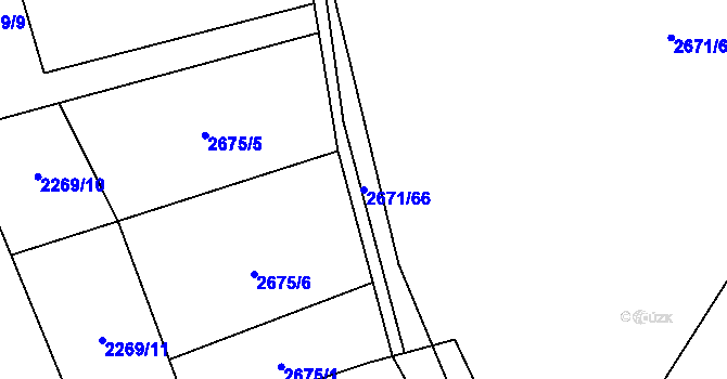 Parcela st. 2671/66 v KÚ Šlapanice u Brna, Katastrální mapa