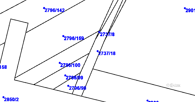 Parcela st. 2737/18 v KÚ Šlapanice u Brna, Katastrální mapa