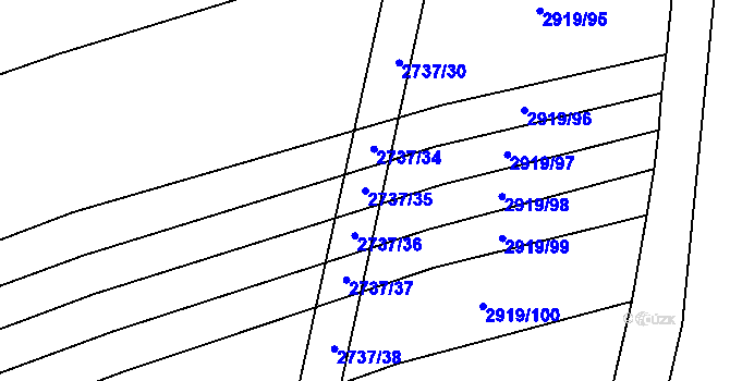 Parcela st. 2737/35 v KÚ Šlapanice u Brna, Katastrální mapa