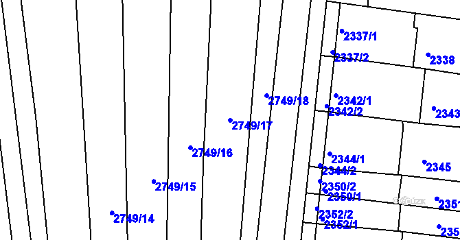 Parcela st. 2749/17 v KÚ Šlapanice u Brna, Katastrální mapa
