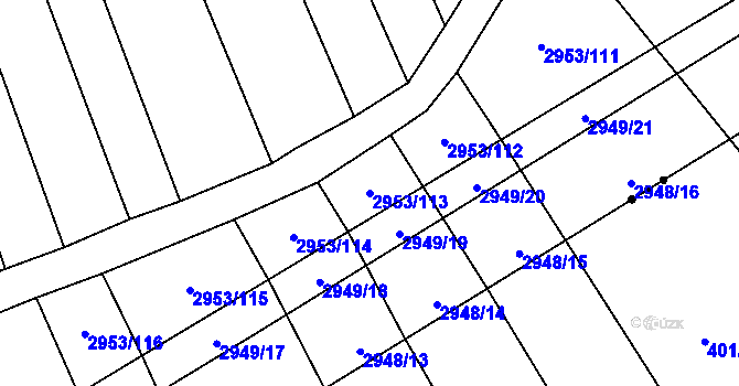 Parcela st. 2953/113 v KÚ Šlapanice u Brna, Katastrální mapa
