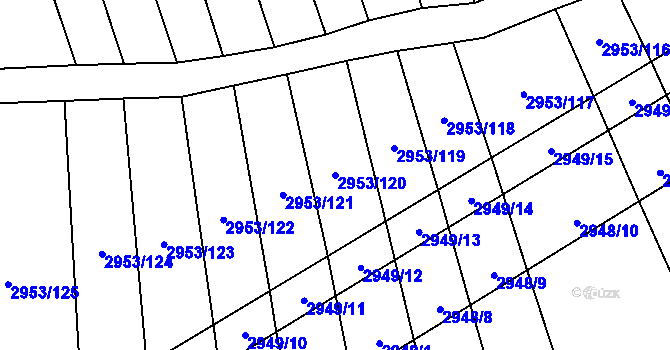 Parcela st. 2953/120 v KÚ Šlapanice u Brna, Katastrální mapa