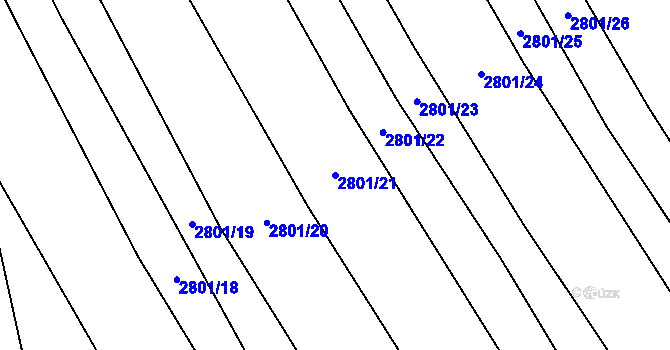 Parcela st. 2801/21 v KÚ Šlapanice u Brna, Katastrální mapa