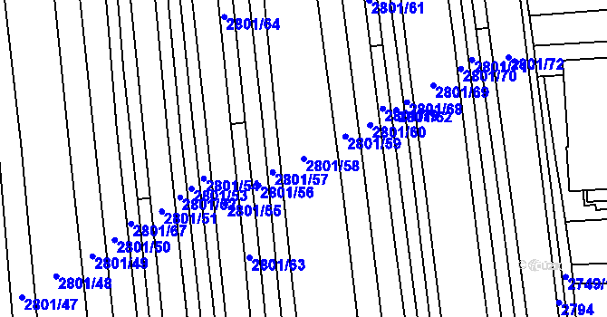 Parcela st. 2801/58 v KÚ Šlapanice u Brna, Katastrální mapa