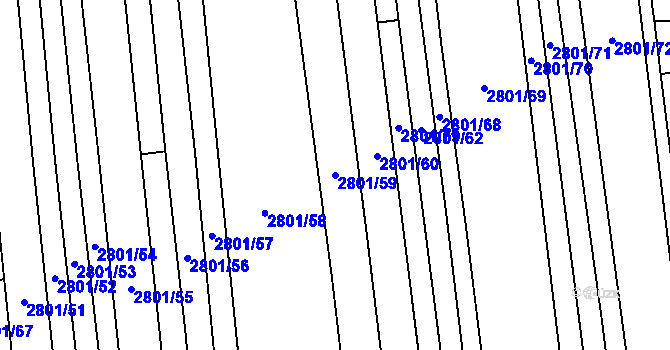 Parcela st. 2801/59 v KÚ Šlapanice u Brna, Katastrální mapa
