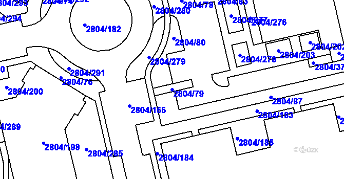 Parcela st. 2804/79 v KÚ Šlapanice u Brna, Katastrální mapa